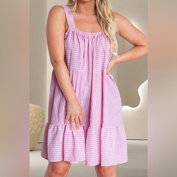 Striped Wide Strap Mini Dress - Picture 1 of 3
